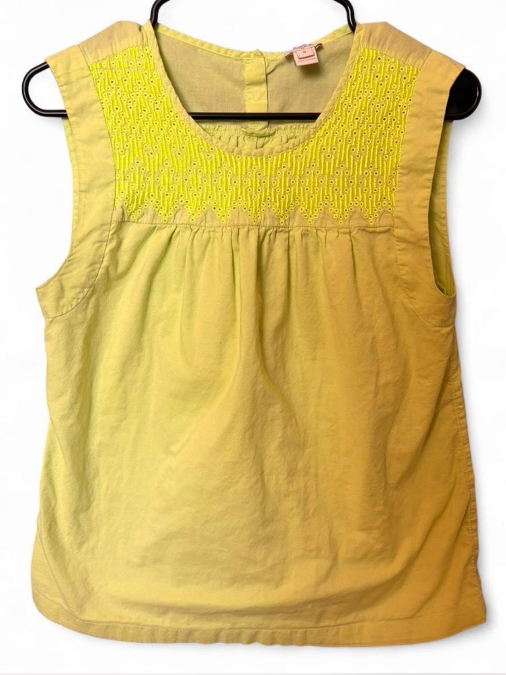 J.Crew Neon Yellow Lime Embroidered Eyelet Racerback Top Size 8